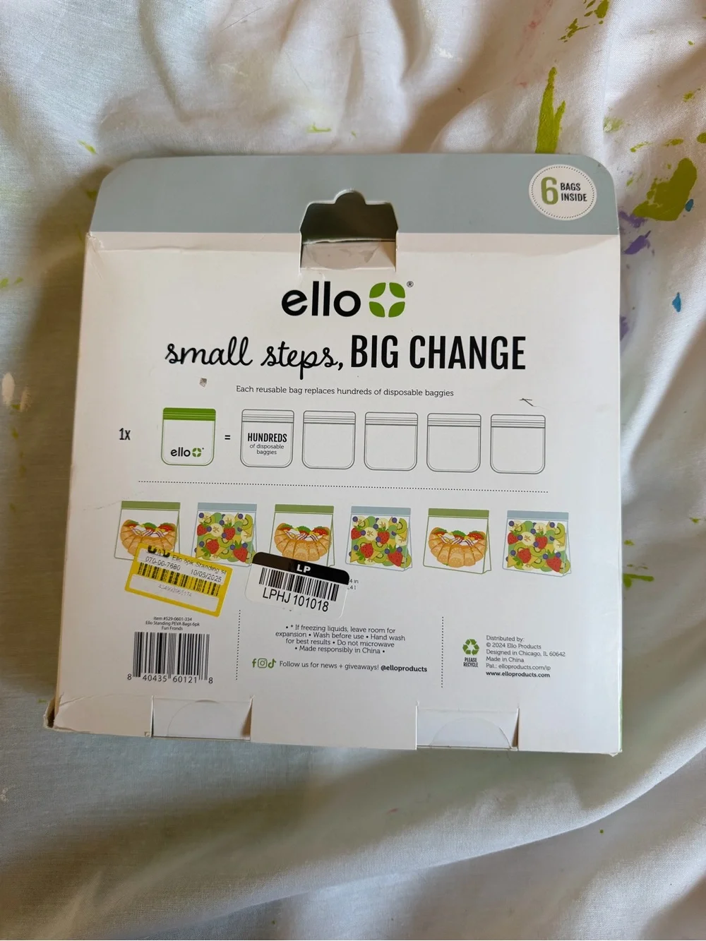 ello Green Leaf Disposable Sandwich Bags - 6 Pack